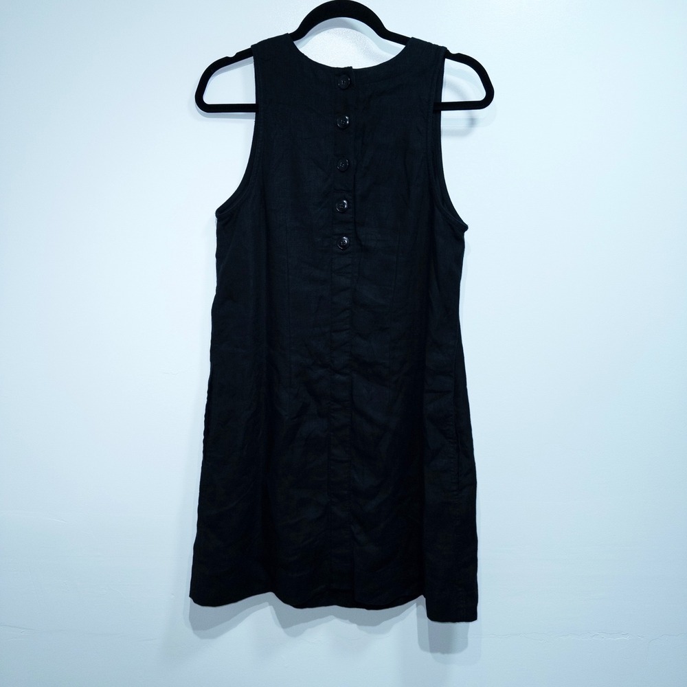 J. Crew Black Button-Back Beauchamps Linen Shift Dress Size‎ Small - Picture 7 of 9
